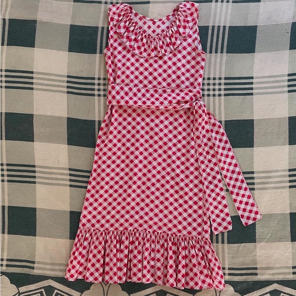 1930s vintage red and white gingham cotton dress!